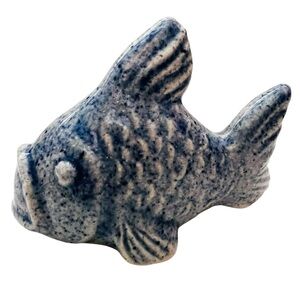 Vintage Stone Blue Fish Decor